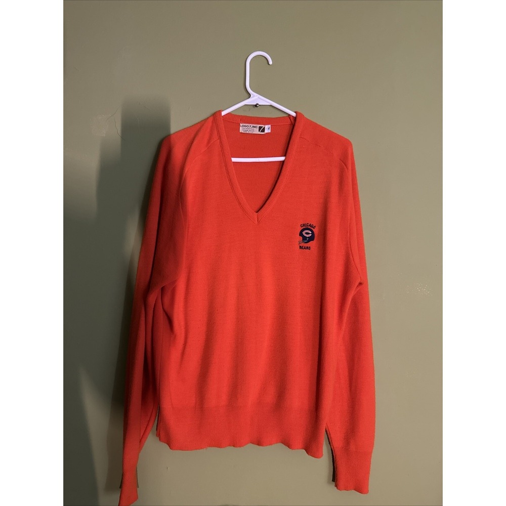 VTG USA 80s DITKA "DA COACH ERA" LOGO7 CHICAGO BEARS SWEATER SIZE XL V NECK